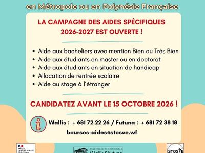Métropole/Polynésie Française : Campagne des aides spécifiques 2026-2027