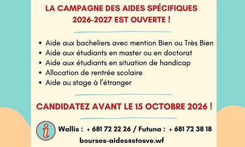 Métropole/Polynésie Française : Campagne des aides spécifiques 2026-2027